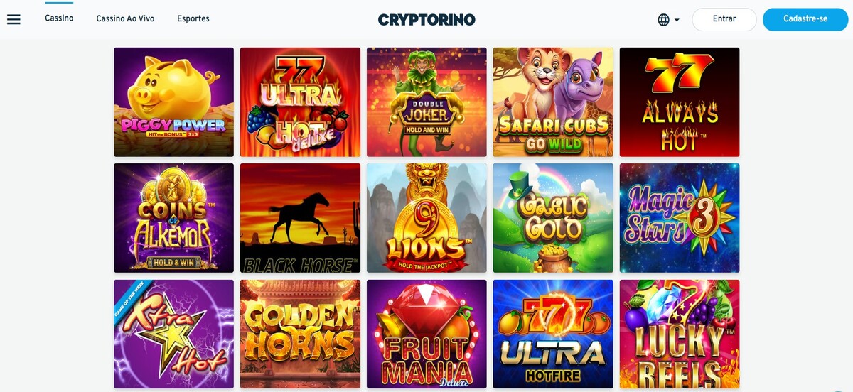 Slots no catálogo do Cryptorino