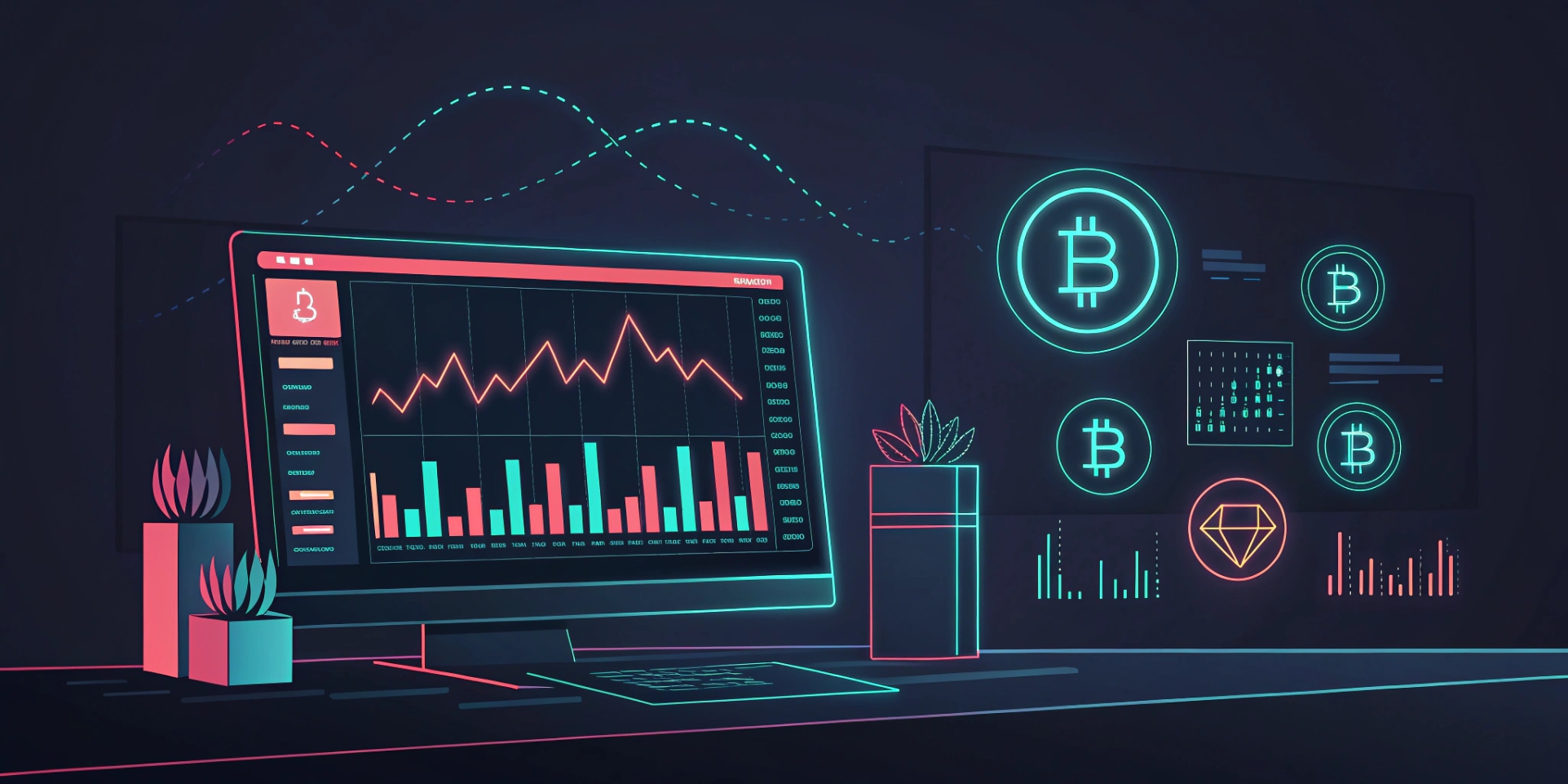 trading de criptomoedas em laptop