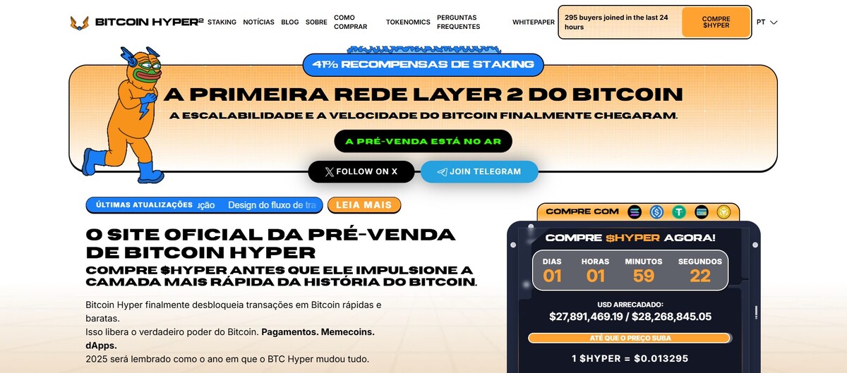 Página de pré-venda de Bitcoin Hyper