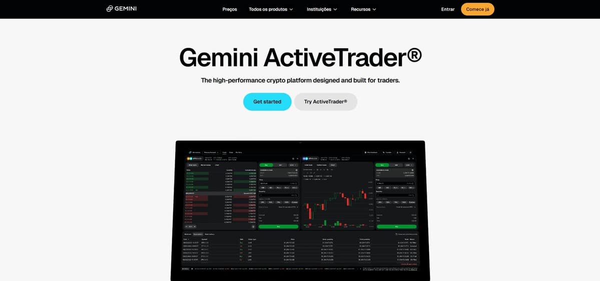 O Gemini ActiveTrader está disponível para investidores avançados no Brasil