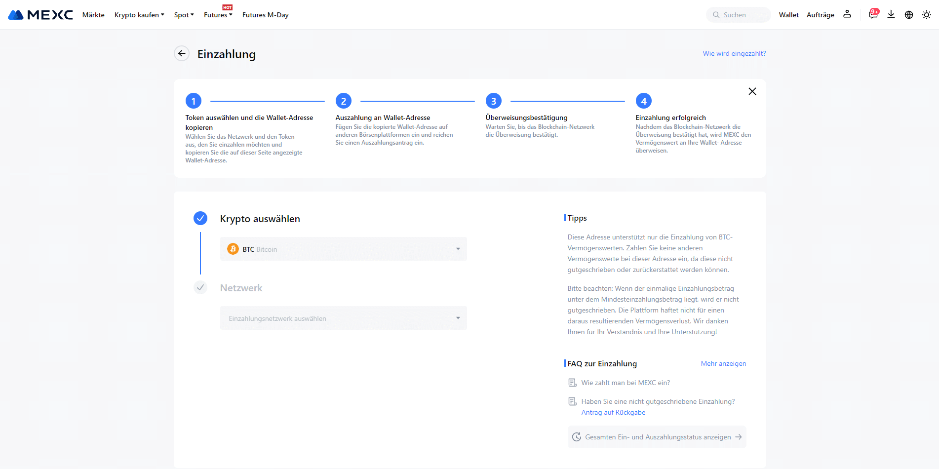 mexc einzahlung