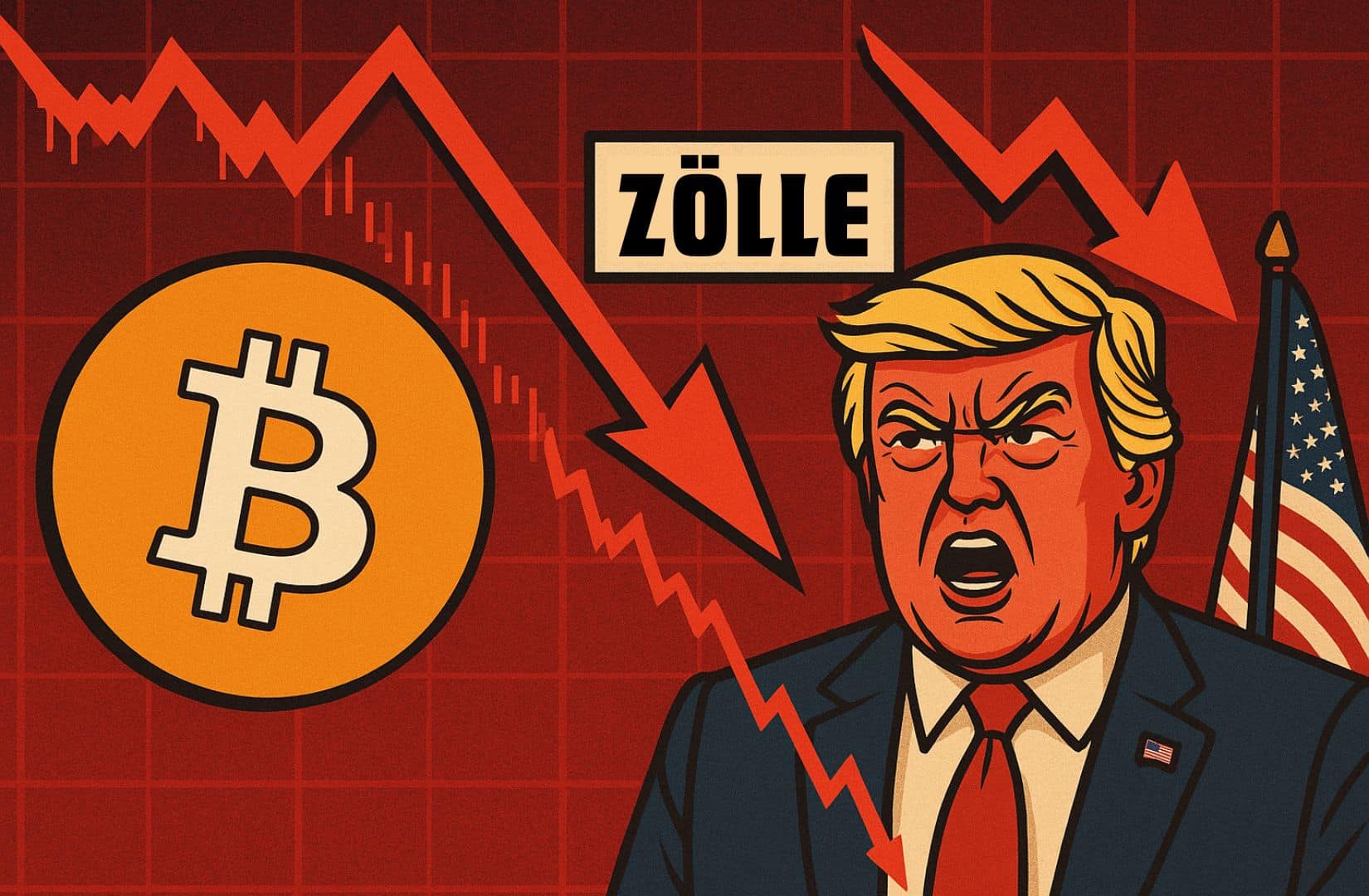 Kryptomarkt und Bitcoin Kurs fällt wegen neue Inflation und Handelszöllen von Donald Trump