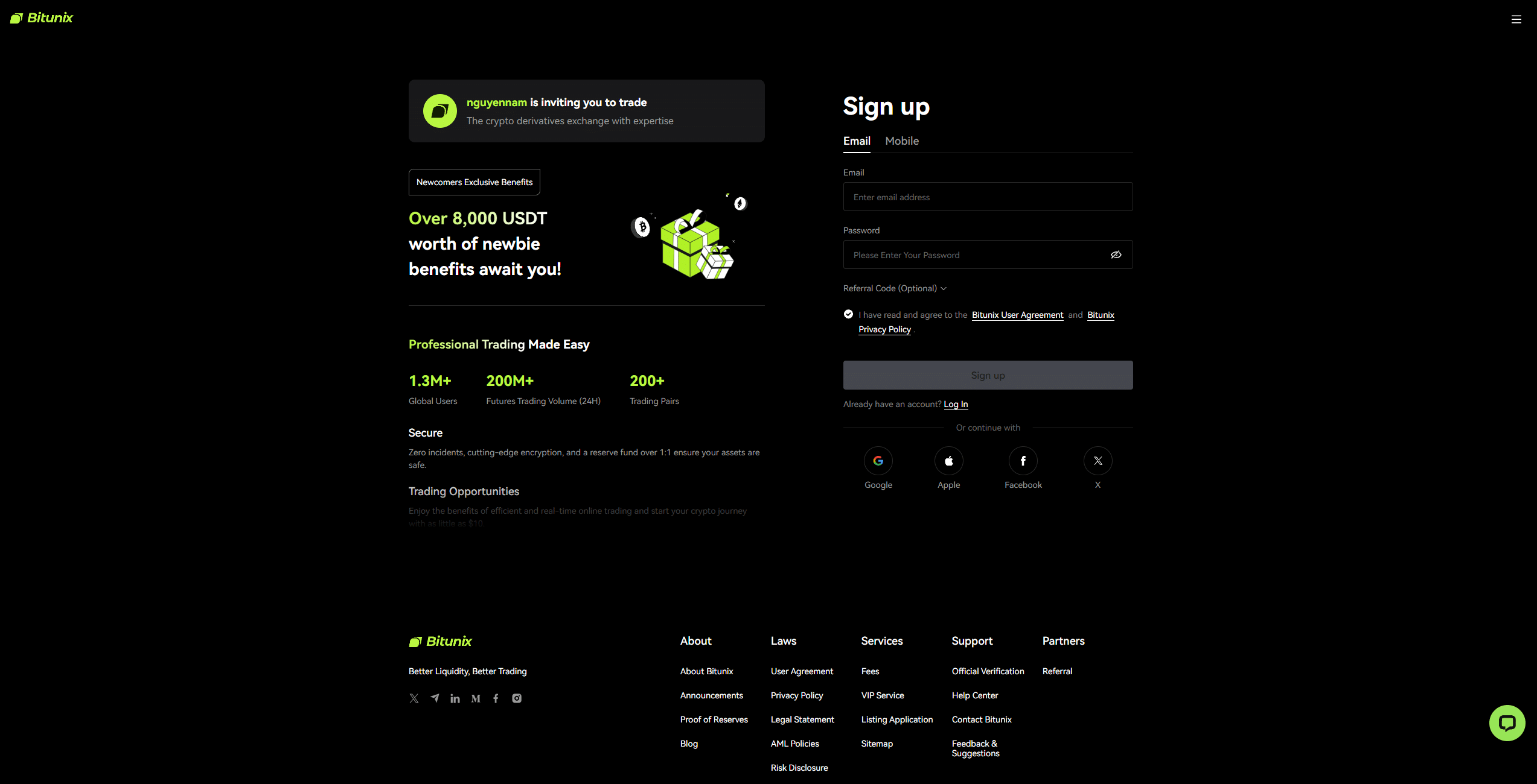 Bitunix Homepage