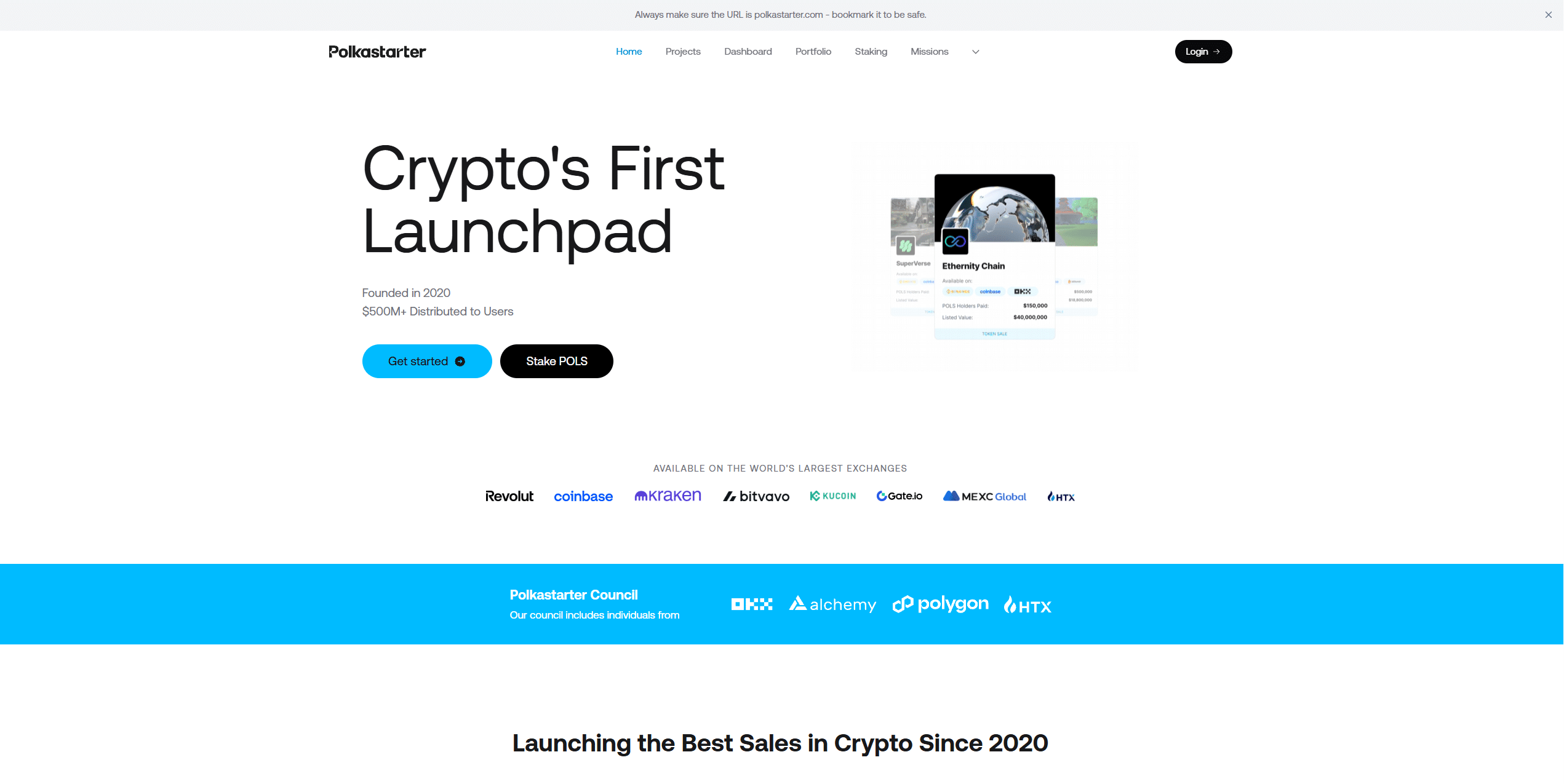 Polkastarter homepage