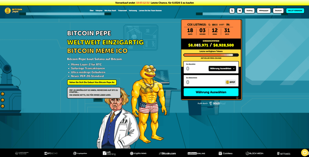 Bitcoin Pepe Homepage