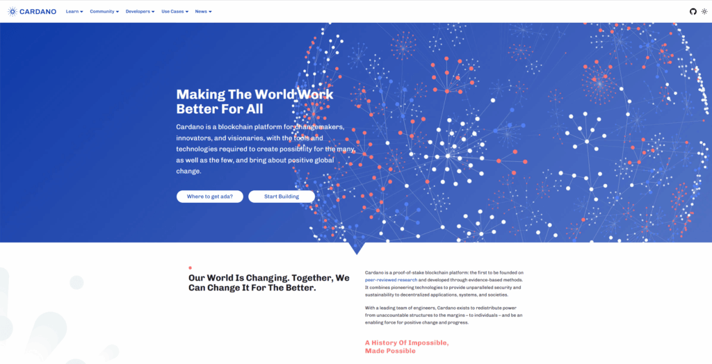Cardano homepage