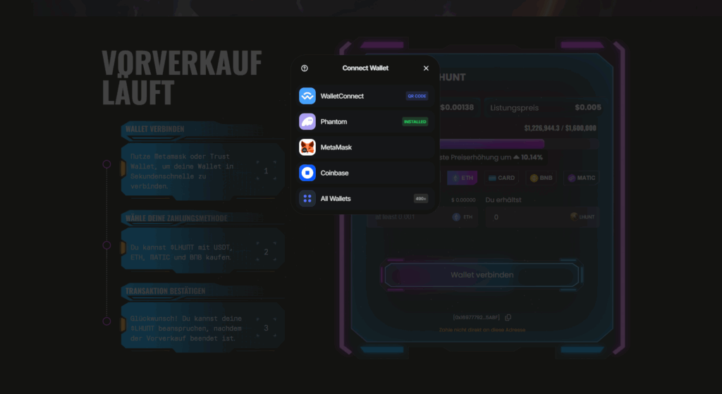 luckhunter wallet verbinden