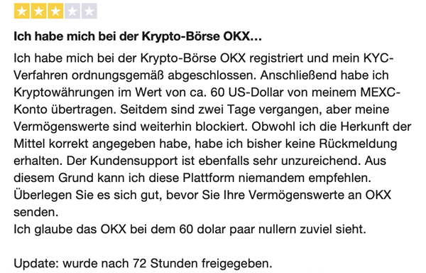 OKX negative Erfahrung