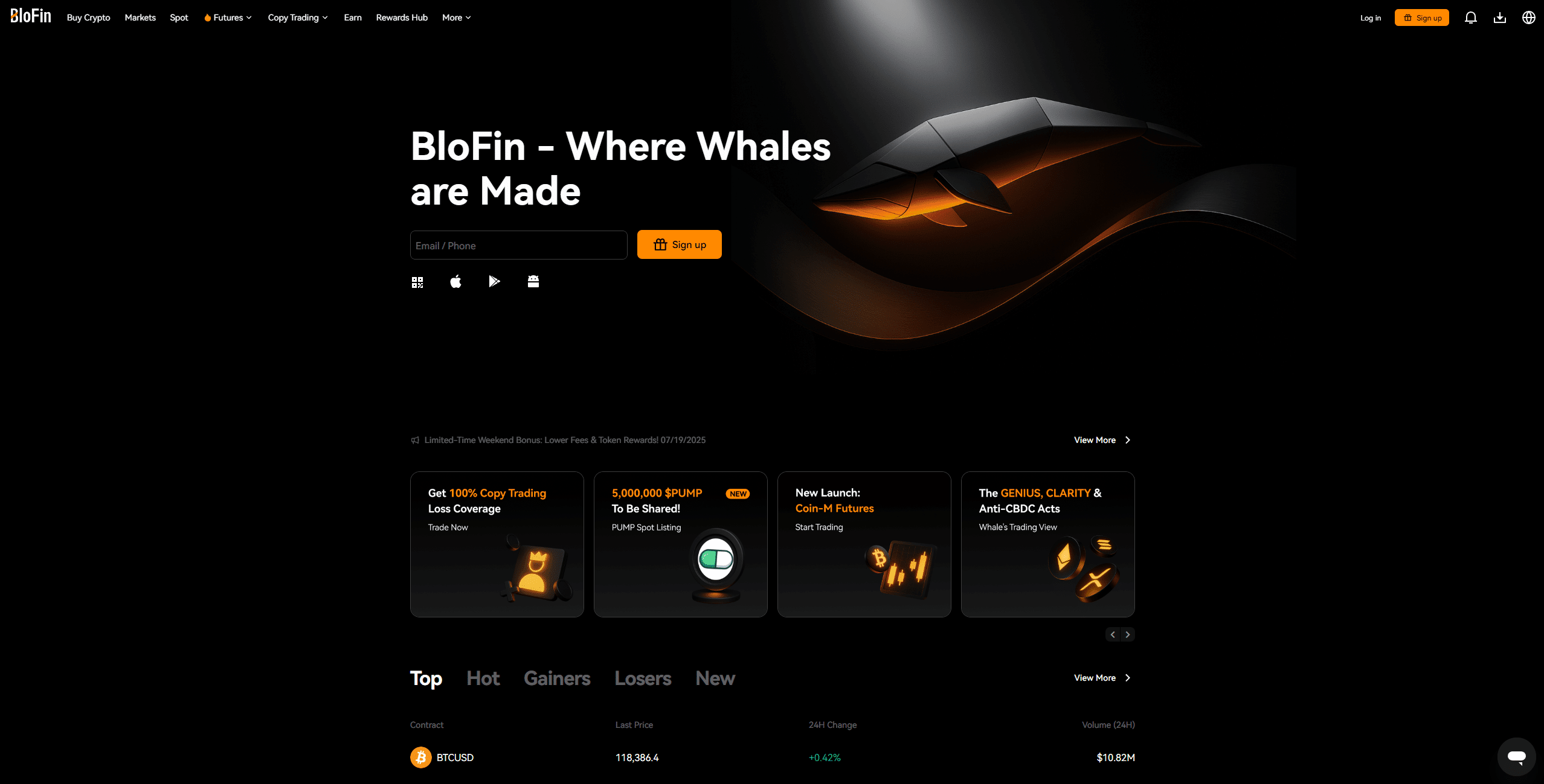 Blofin Homepage