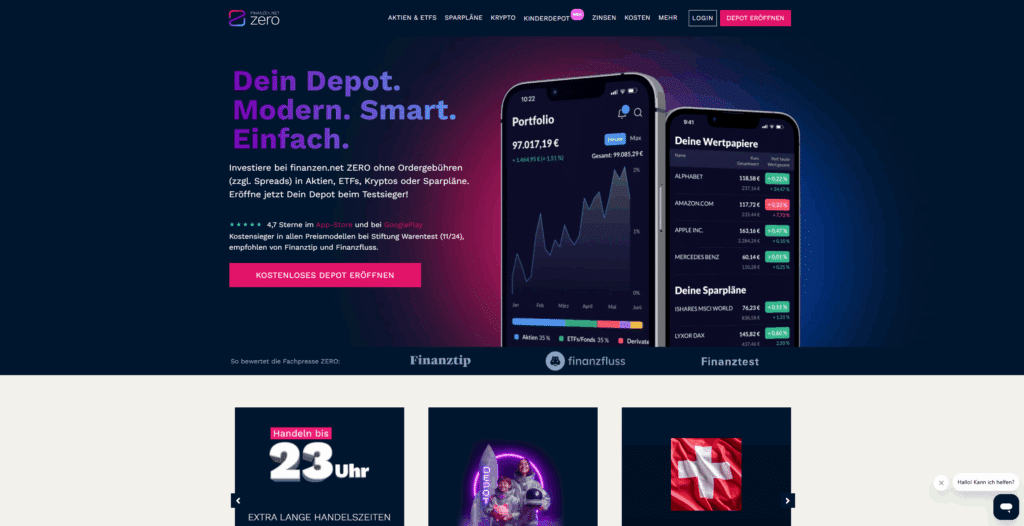 Finanzen.nez Zero Homepage