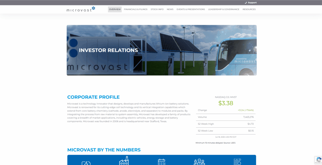 Microvast Homepage