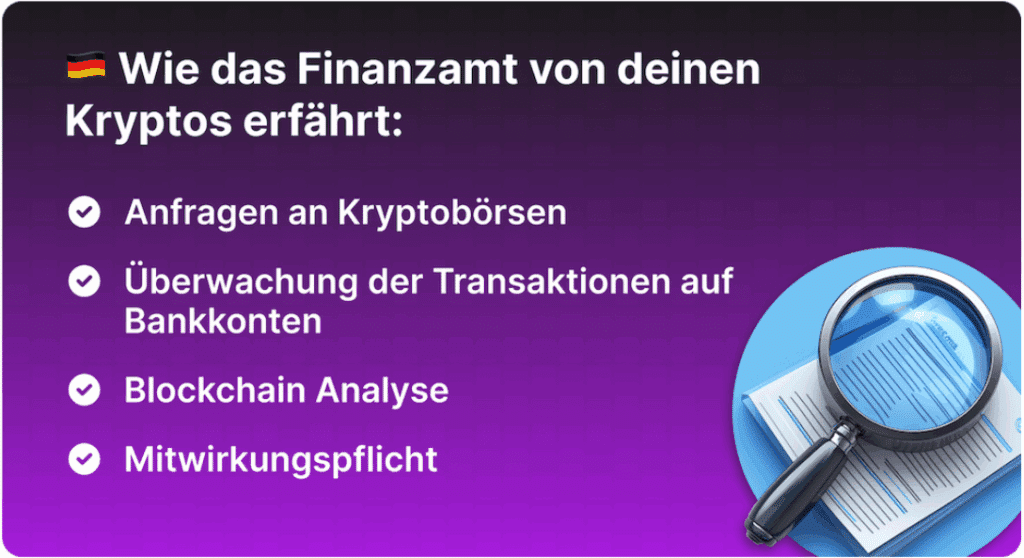 Wie das Finanzamt von deinen Kryptos erfaehrt