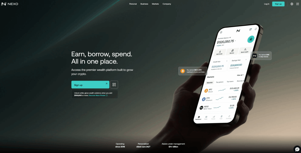 Nexo Homepage