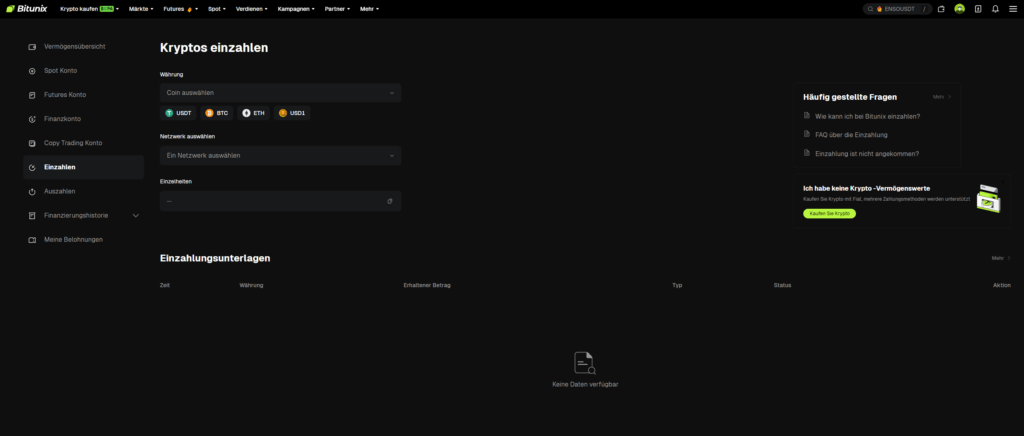 Bitunix Einzahlung