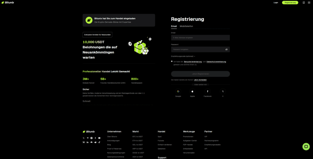 Bitunix Registrierung