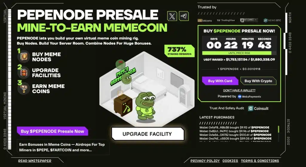 Pepenode Presale von der offiziellen Website