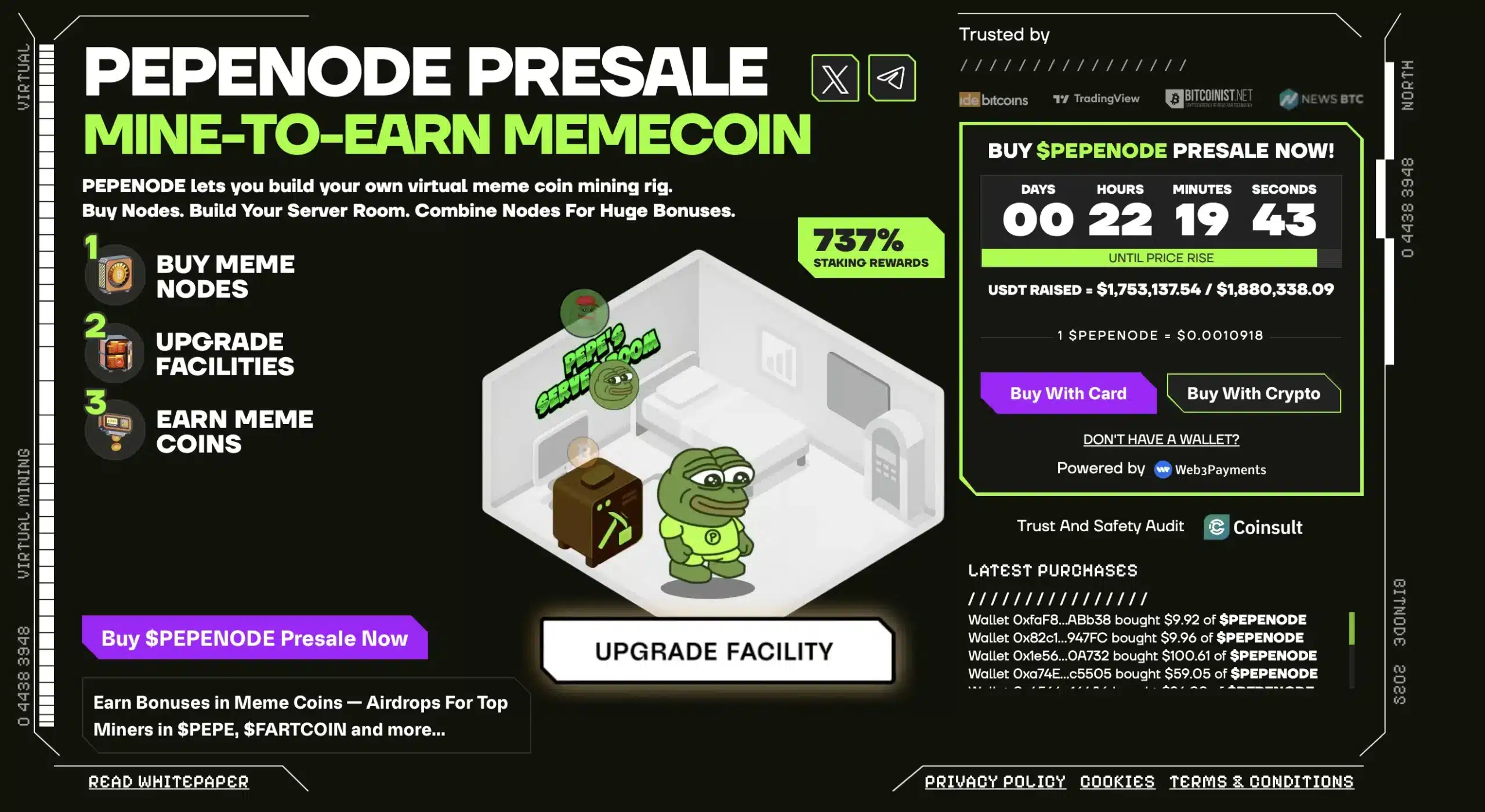 Pepenode Presale von der offiziellen Website
