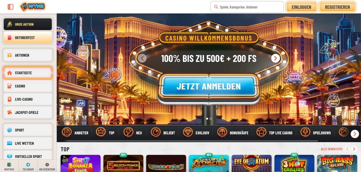 wyns casino bonus