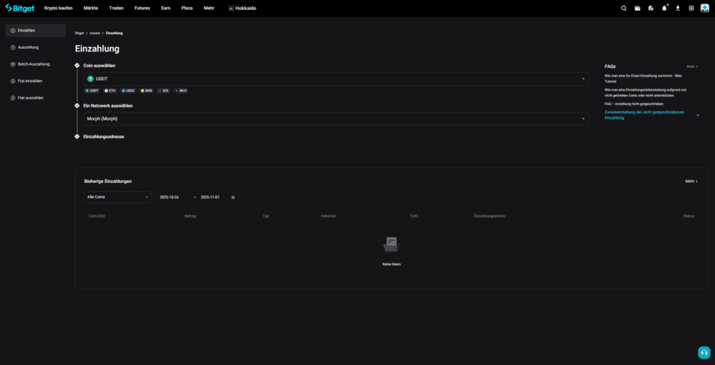 Bitget Einzahlung