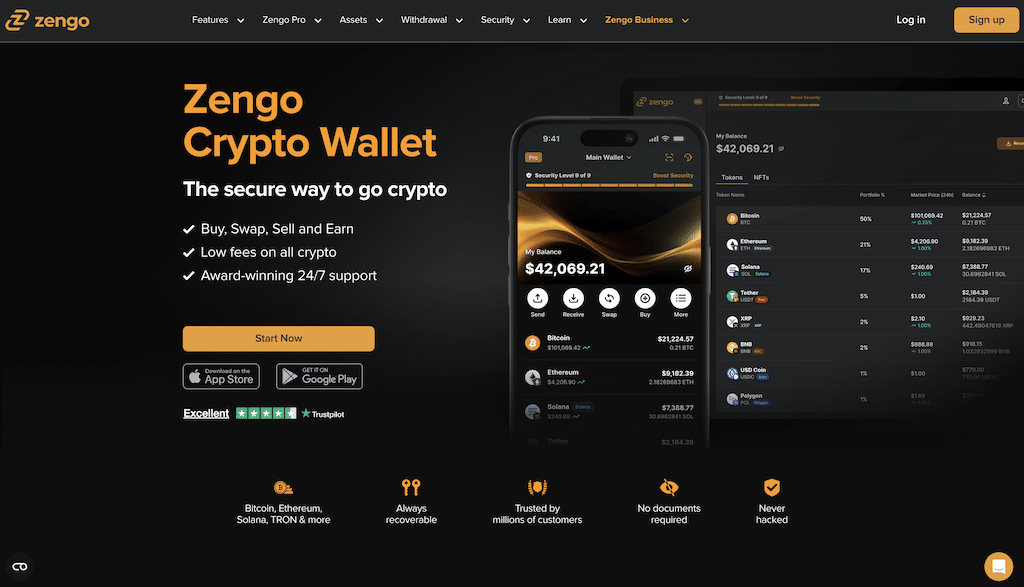 Zengo Wallet Homepage