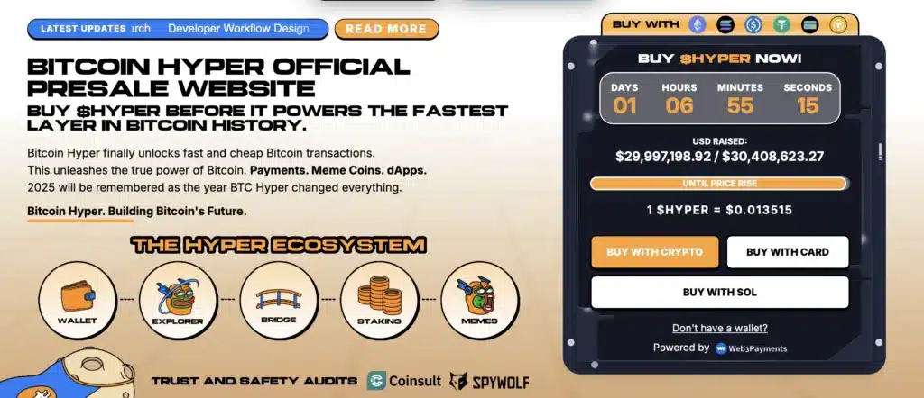 Presale von Bitcoin Hyper auf der offiziellen website
