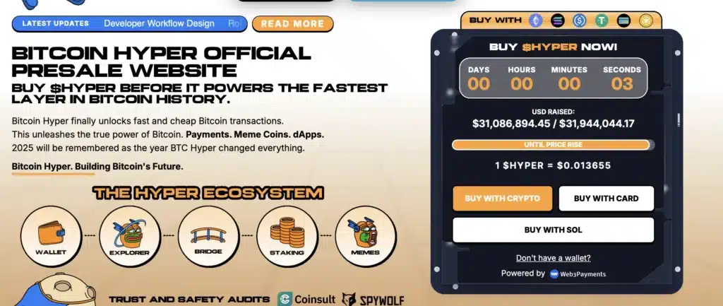 Bitcoin Hyper ICO auf der Presale-Webseite