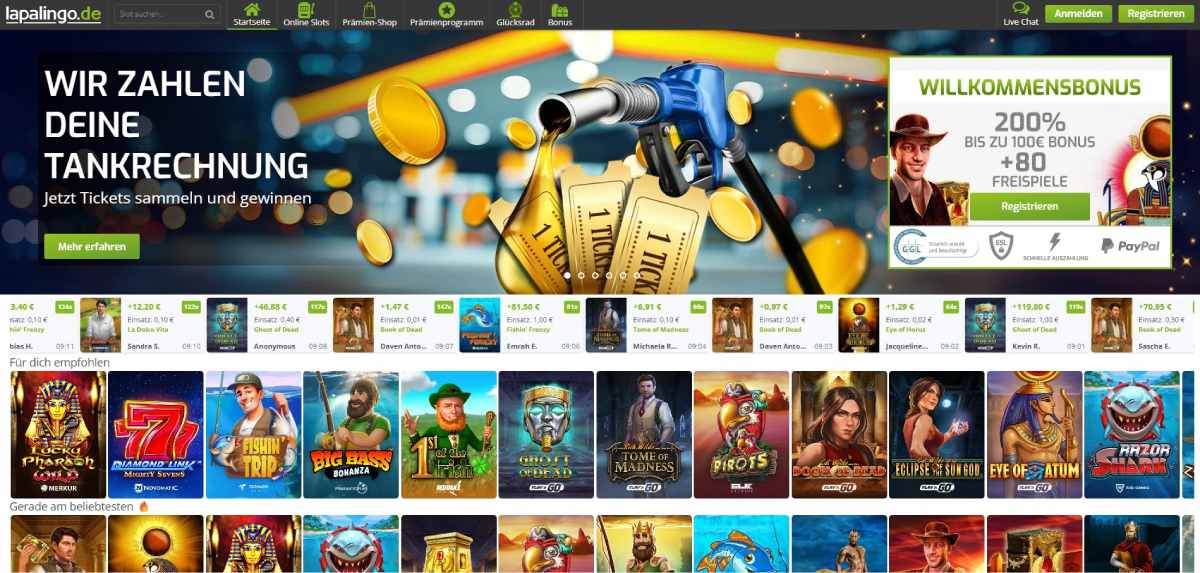 lapalingo Casino mit 100% Bonus
