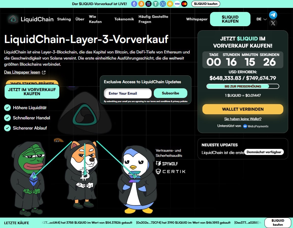 Offizielle LiquidChain-Website aufrufen