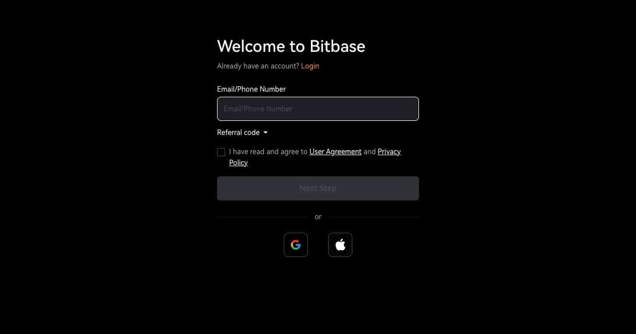 Bitbase Anmeldung