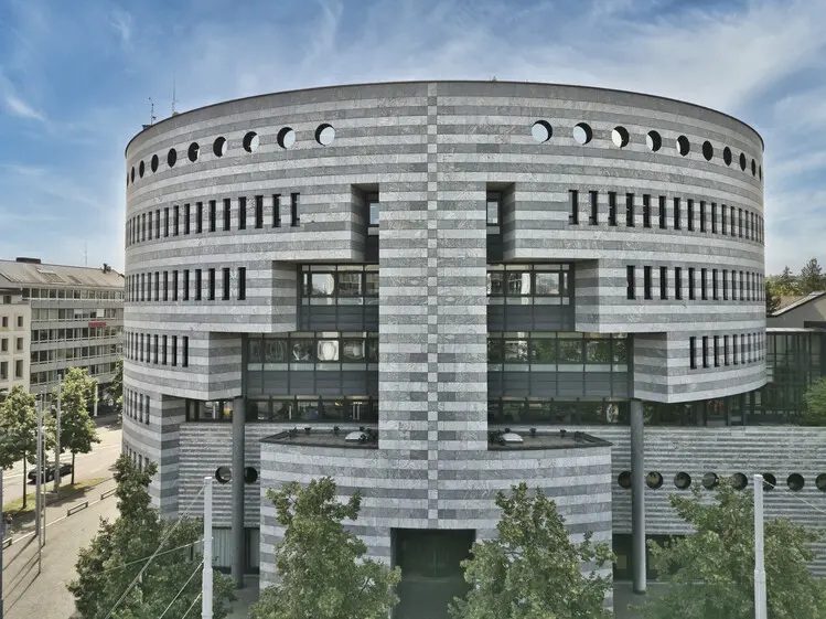 The modern building of the Bank for International Settlements in Basel, Switzerland.