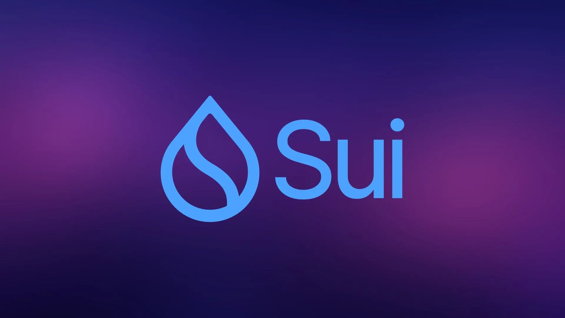 Sui blockchain logo featuring a blue drop shape and the word 'Sui'.