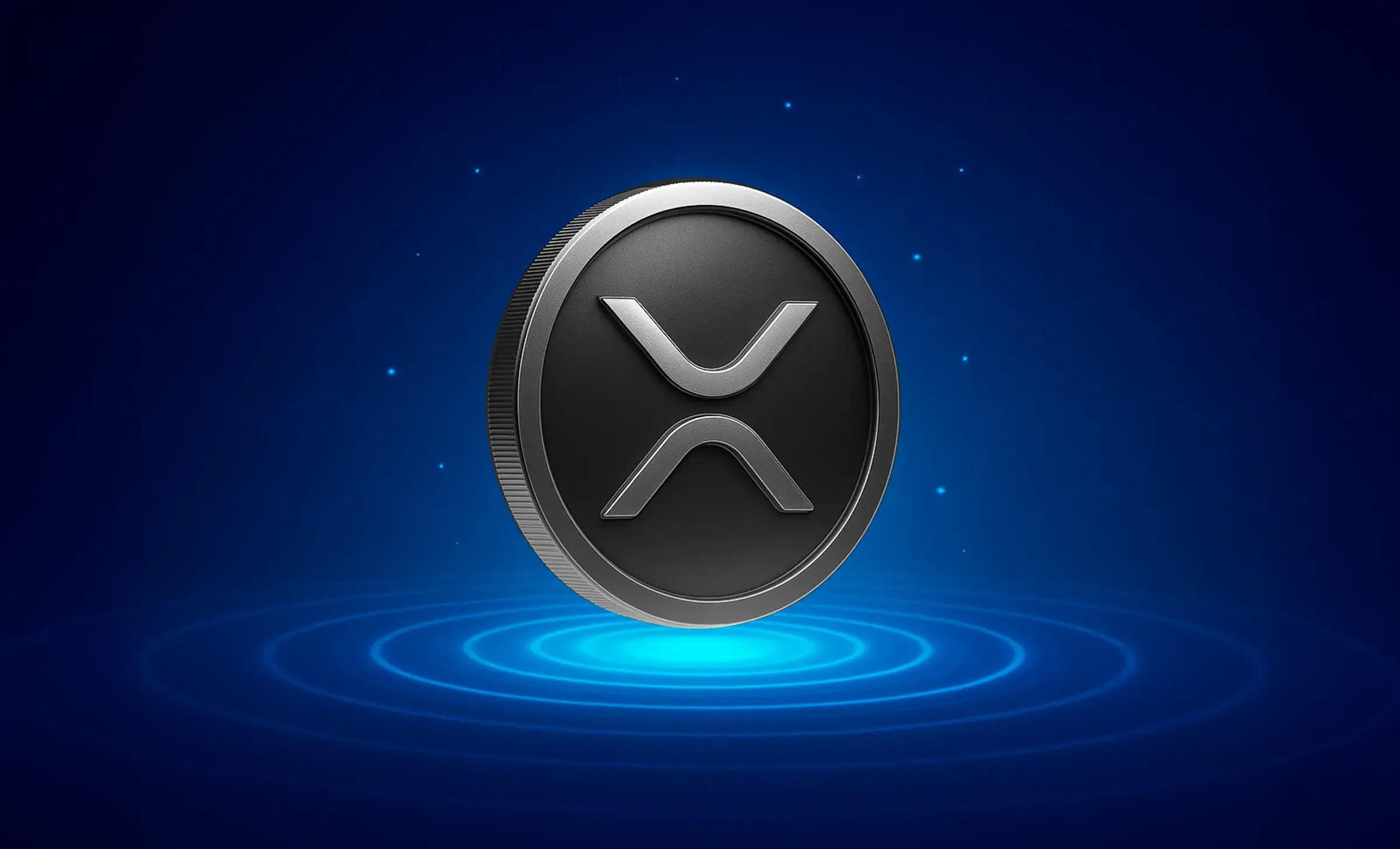 XRP cryptocurrency token on a gradient blue background