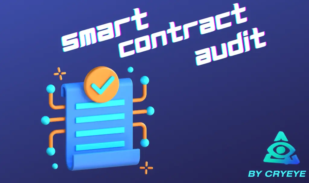 3D illustration of a blue smart contract document with a yellow checkmark and circuit lines on a dark blue background.