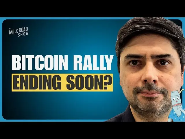 Julio Moreno from CryptoQuant appearing on The Milk Road Show with text asking if the Bitcoin rally is ending soon.