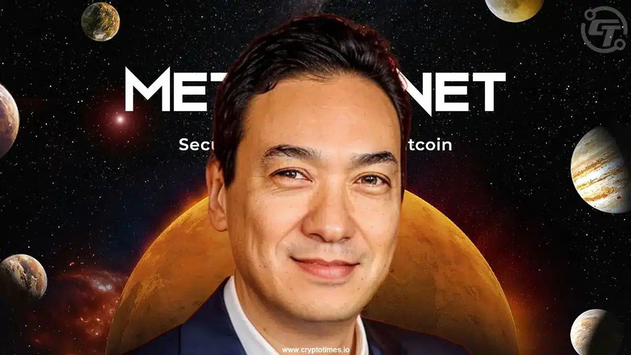 Portrait of Simon Gerovich, CEO of Metaplanet, against a space background with planets.
