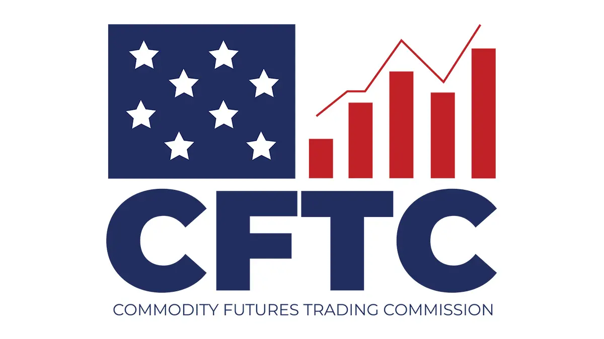 Logo for the Commodity Futures Trading Commission featuring a US flag motif, a red bar chart with a trend line, and CFTC text.