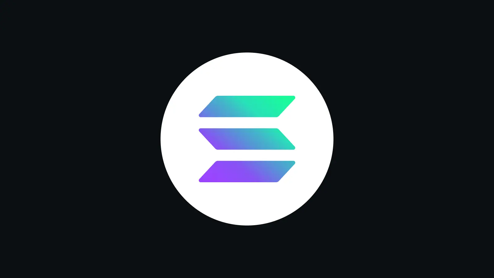 The Solana SOL cryptocurrency logo featuring a stylized purple and teal gradient symbol on a white circle.