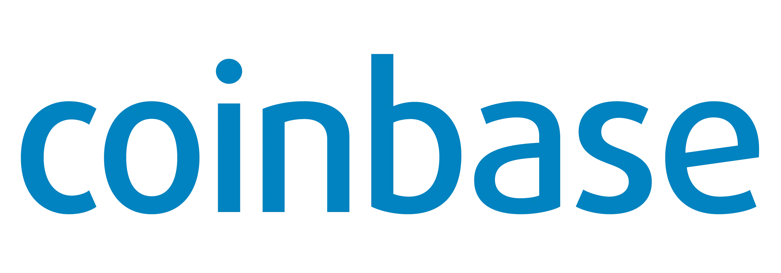 Das Logo der Krypto-Handelsplattform Coinbase in Blau auf weißem Hintergrund