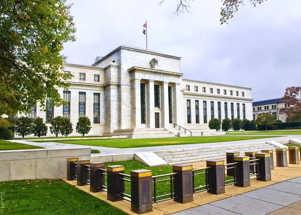 Eine Illustration des Federal Reserve Gebäudes in Washington, D.C.