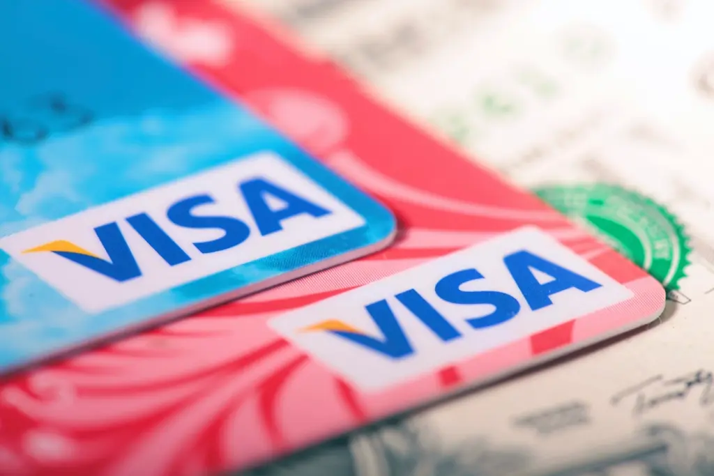 Nahaufnahme zweier Kreditkarten mit dem Visa-Logo