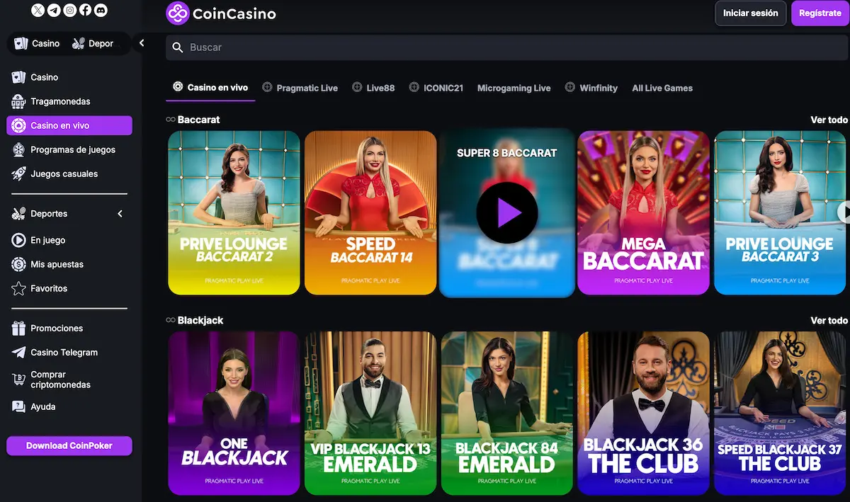 coincasino en vivo