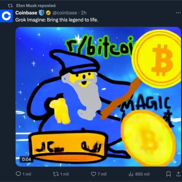 Elon musk comparte un tweet de Coinbase con el famoso meme ‘Magic Internet Money’