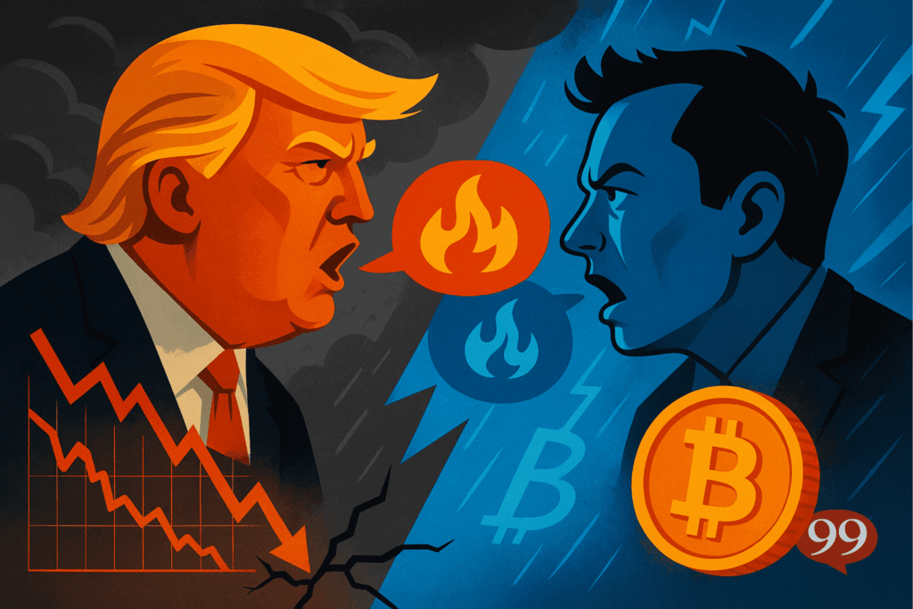 Clash Trump-Musk : Tesla dégringole et Bitcoin frôle 100 000 $