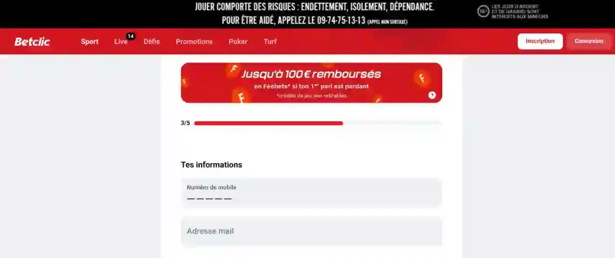 Betclic inscription