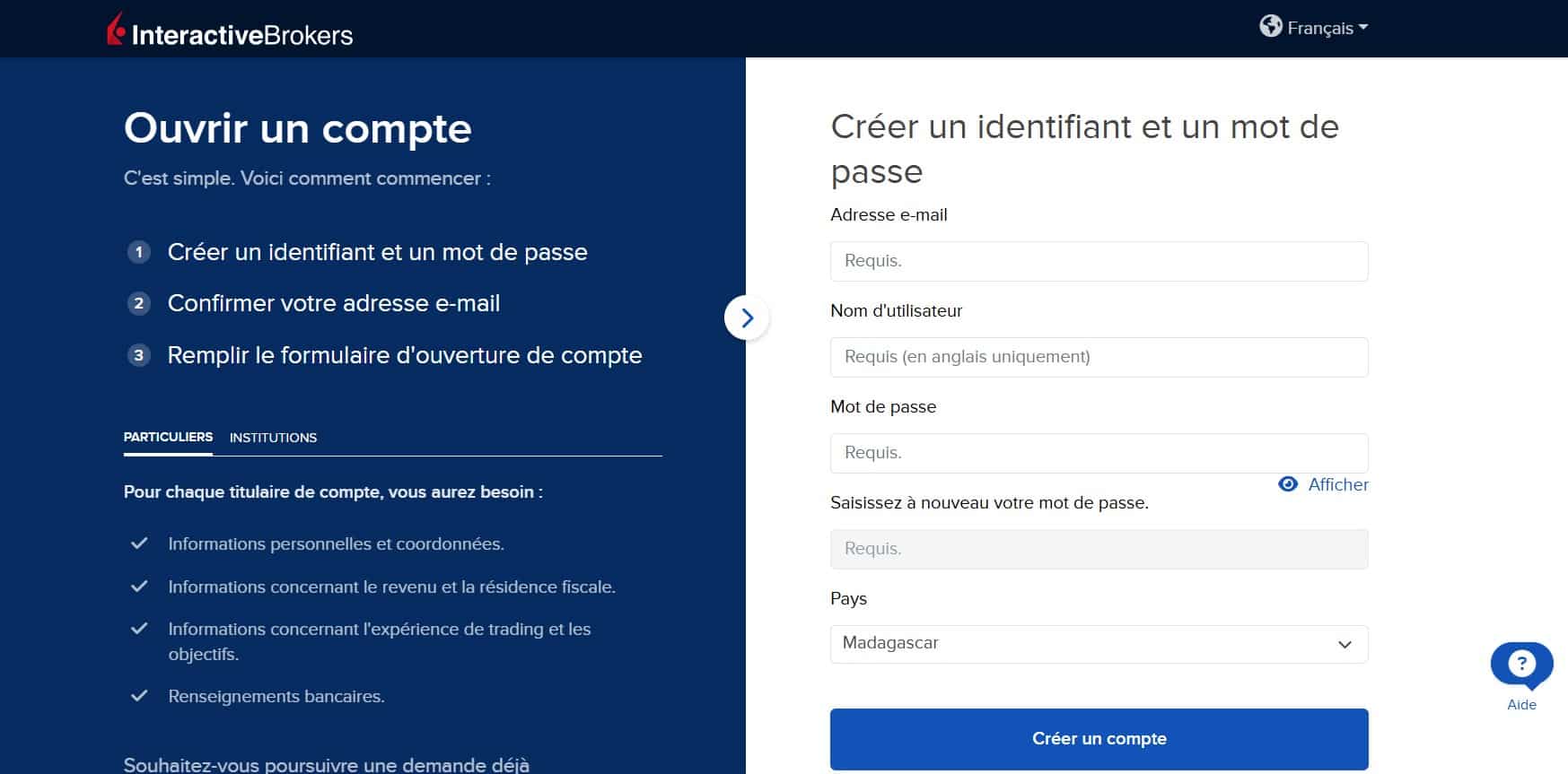 interactive broker - créer un compte