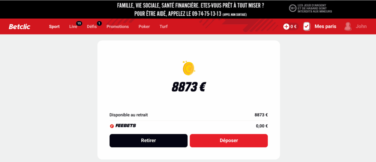 Montant retrait Betclic