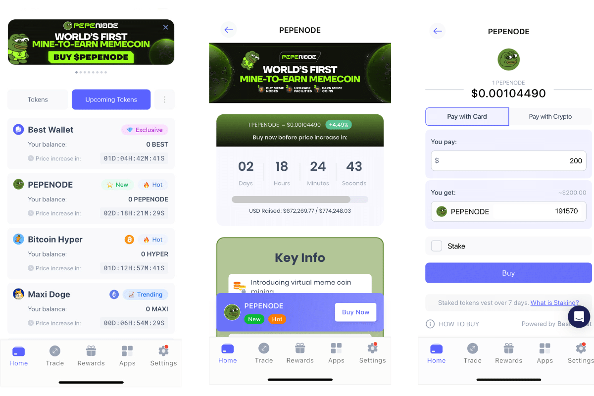 Pepenode acheté avec Best Wallet