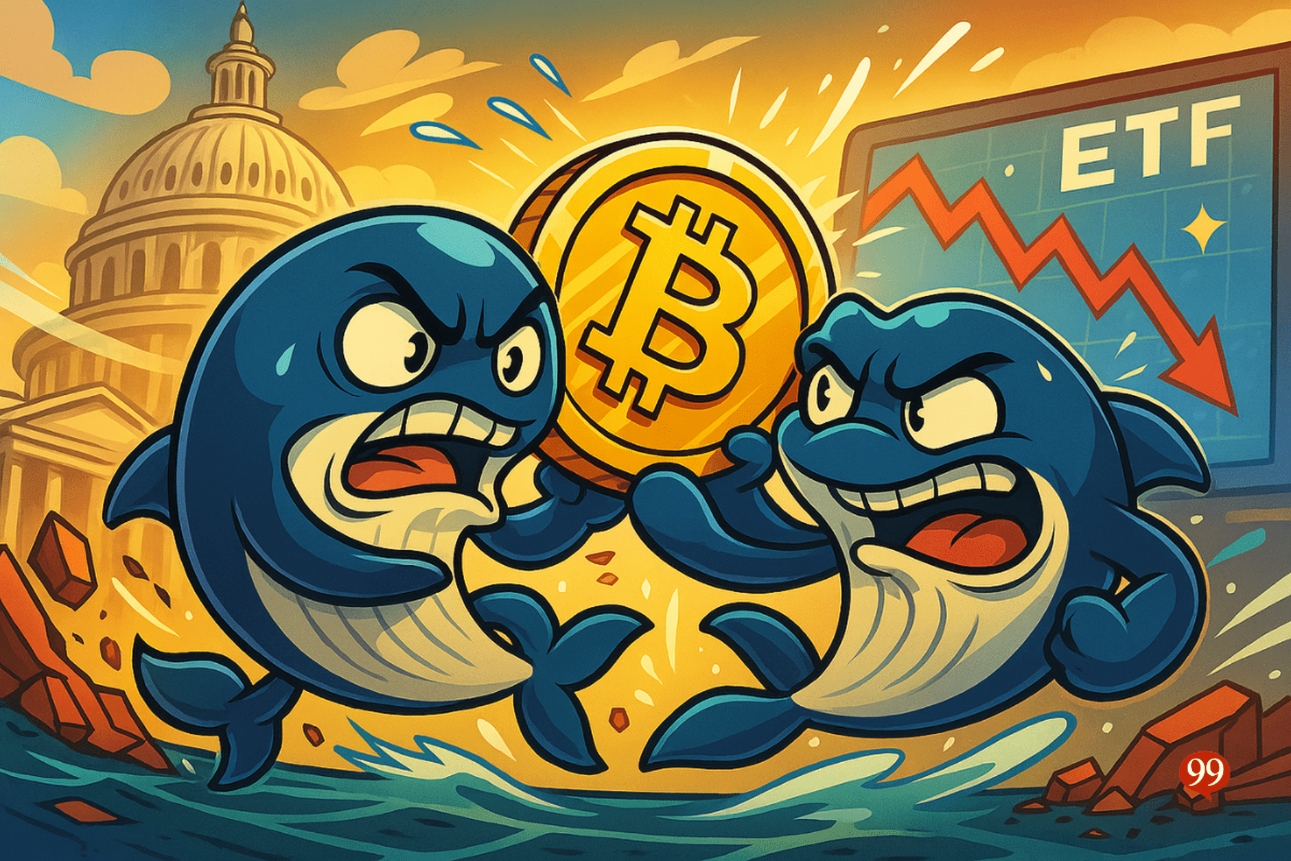 Les whales s&rsquo;affrontent sur Bitcoin alors que le shutdown US bloque les ETF