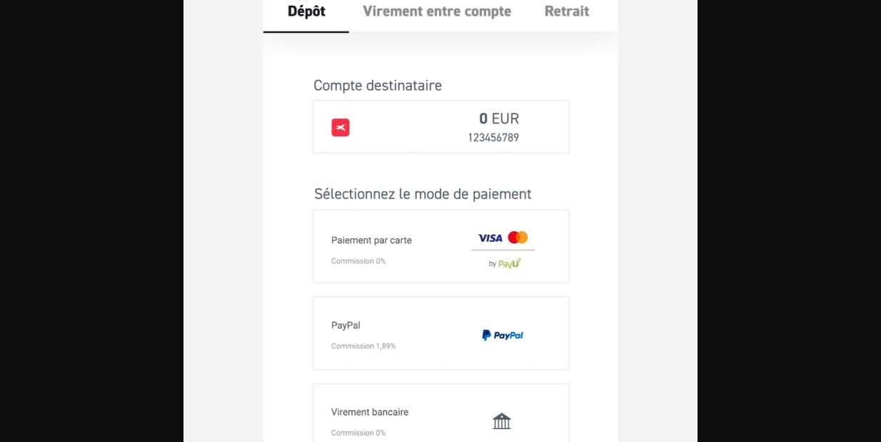 Dépôt des fonds sur XTB