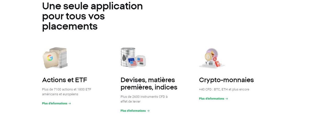 Type de produits sur XTB